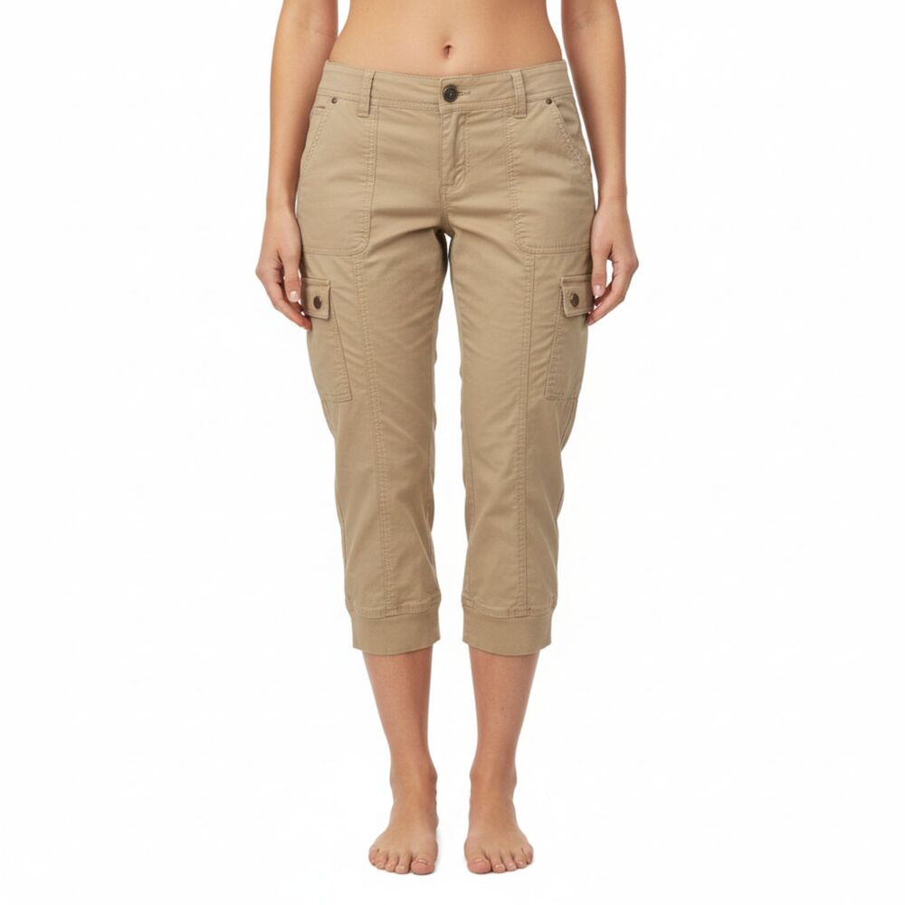 Jones New York Khaki Stretch Capri Pants Classic Cropped Career Trousers